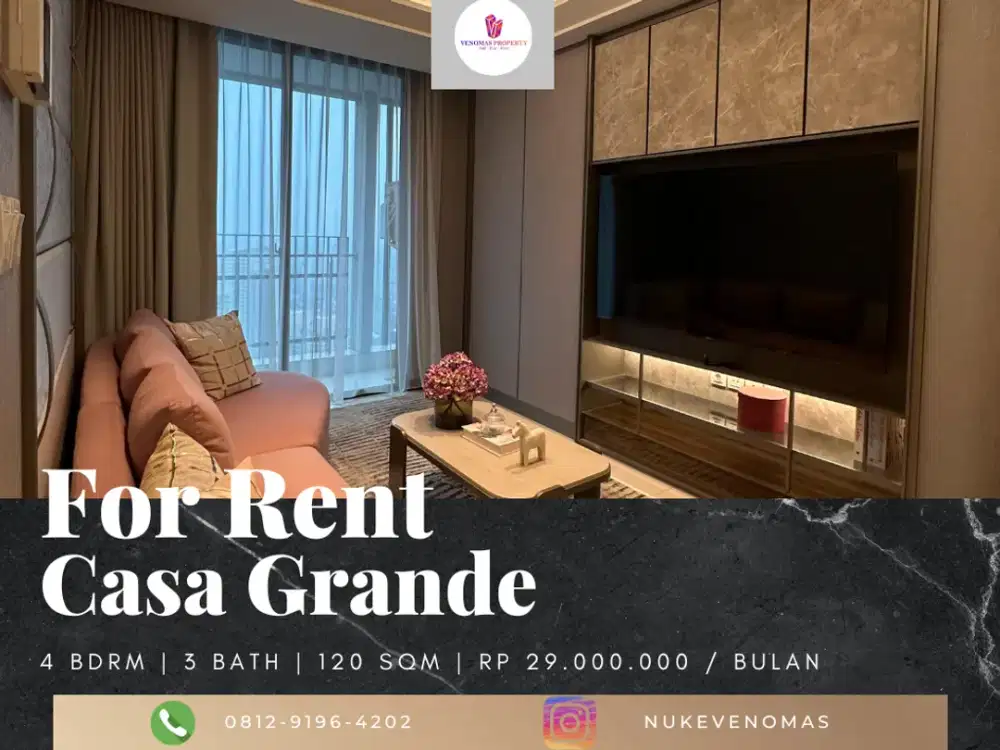 Disewakan Apartement Casa Grande 3BR+1 Full Furnished Tower Angelo