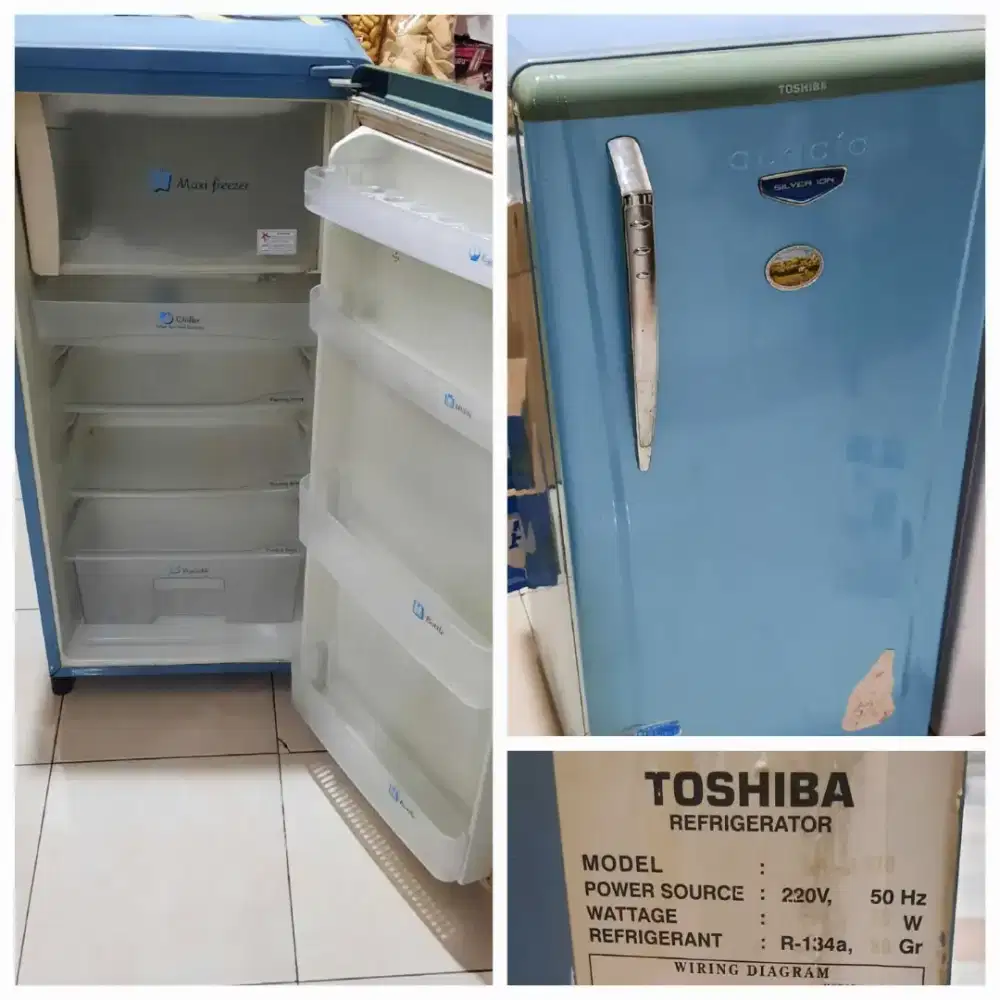 Preloved Kulkas Toshiba Glacio Silver Ion

. 1 pintu