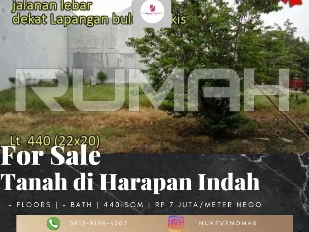 Dijual Tanah di Harapan Indah Bekasi Surat Hak Milik