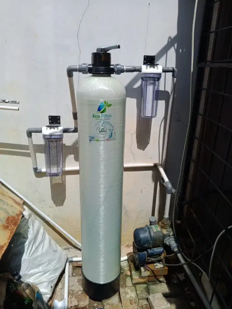 Filter air sumur yang berbau, berminyak dan menguning jika didiamkan
