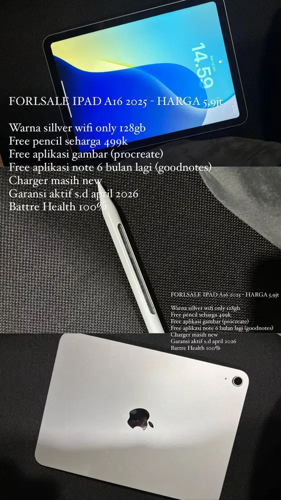 IPAD A16 128G SECOND LIKE NEW