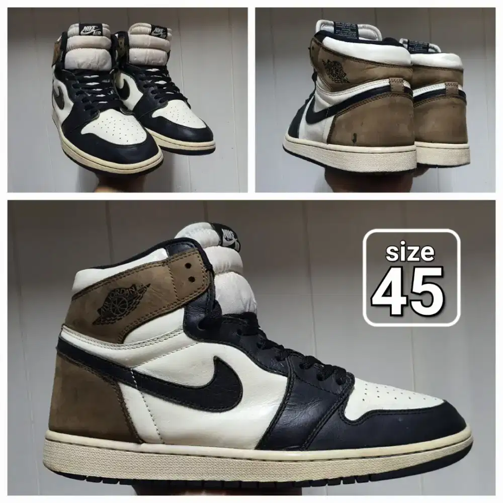 Sepatu Casual Air Jordan1 Dark Mocha size 45 Second Preloved