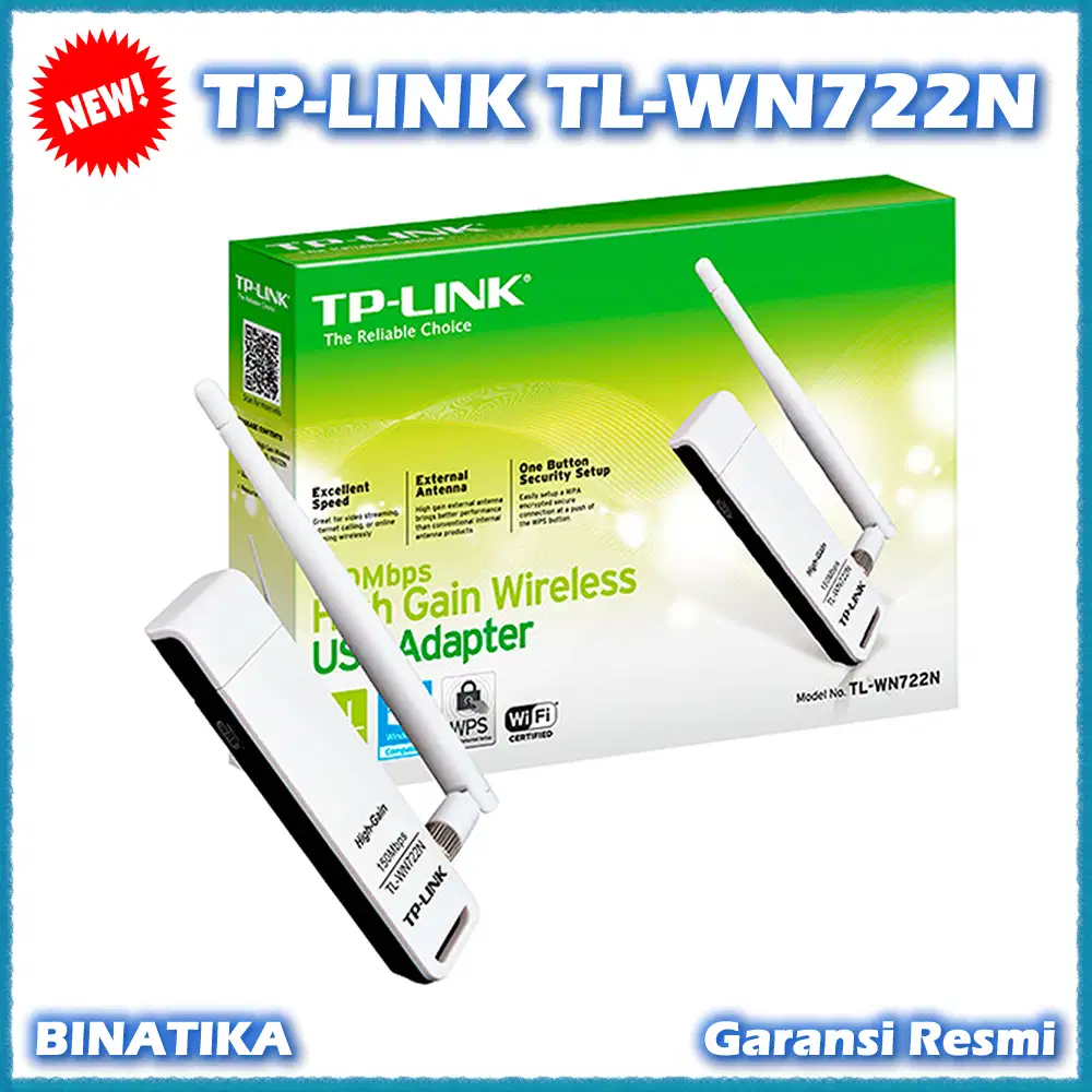 TPLINK USB Wireless Adapter TP-Link TL-WN722N + Antena (Sinyal Kuat)