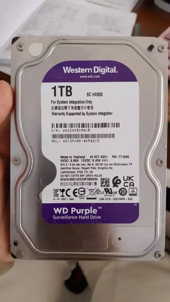 HARDISK 1TB WD PURPLE GARANSI 1TH