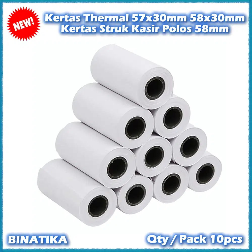 Kertas Thermal 57x30mm 58x30mm Kertas Struk Kasir Polos 58mm