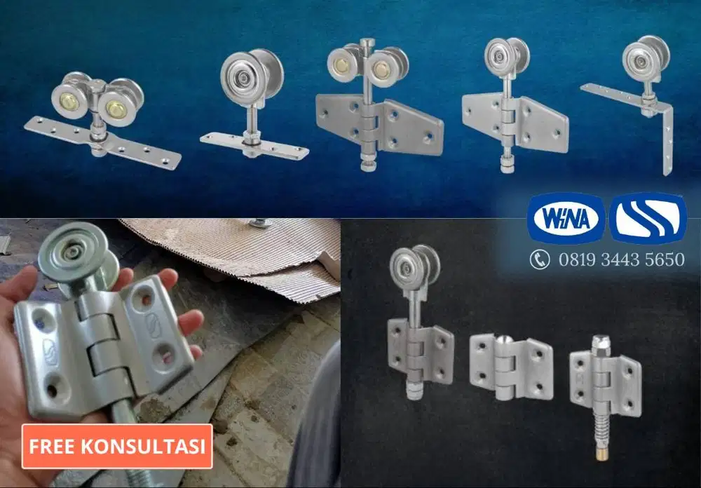 Jual Roda Rel Engsel WINA SS Lengkap beragam tipe, pintu besi / kayu