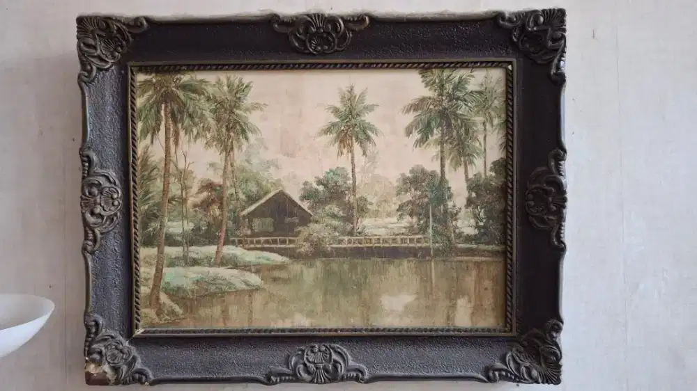 LUKISAN RUMAH TEPI DANAU