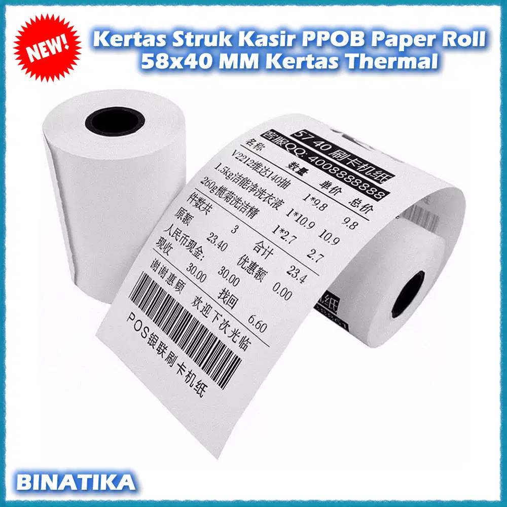 Kertas Struk Kasir PPOB Paper Roll 58x40 MM Kertas Thermal Printer 58m