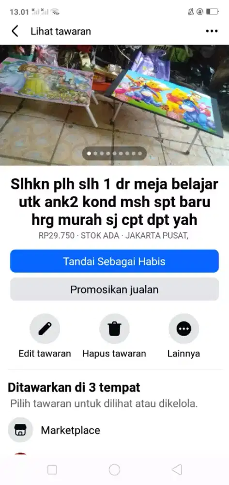 Slhkn plh slh 1 dr meja lipat khusus ank2 belajar dll kond spt baru