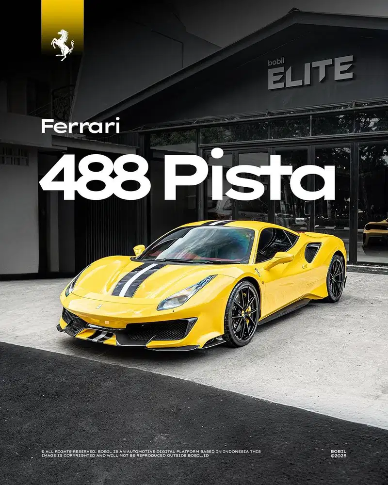 2021 Ferrari 488 Pista Giallo Modena Two-Tone Stripe in Blu America