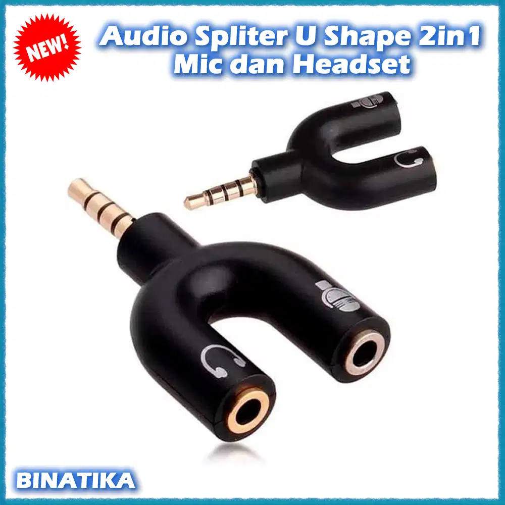 Audio Spliter U Shape 2in1 Mic dan Headset Konektor Audio Bentuk Y