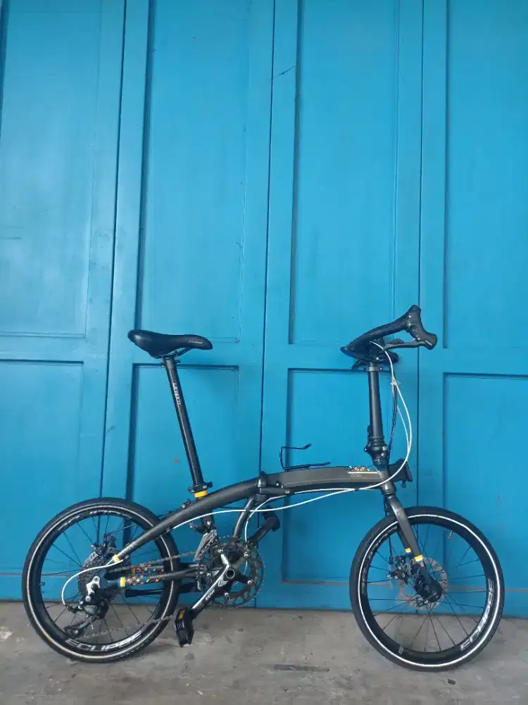 Sepeda lipat ecosmo 2 x 9 speed upgrade spt baru