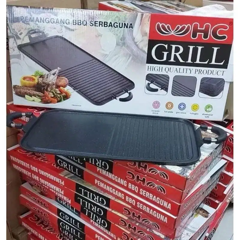 Pemanggang BBQ Serbaguna / Grill Pan HC / Alat Panggang Daging Ikan