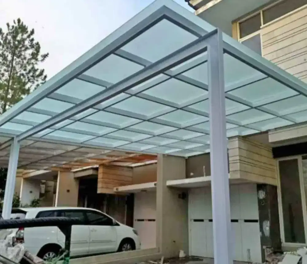 Kanopi atap kaca rangka besi holloh galpanis