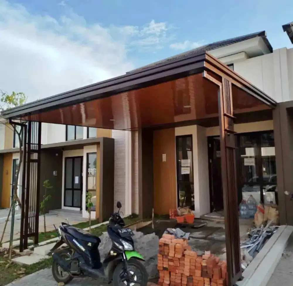Kanopi atap alderon pelapon PVC rangka besi holloh