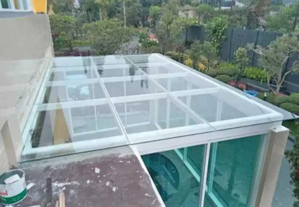 Kanopi atap kaca rangka besi holloh galpanis