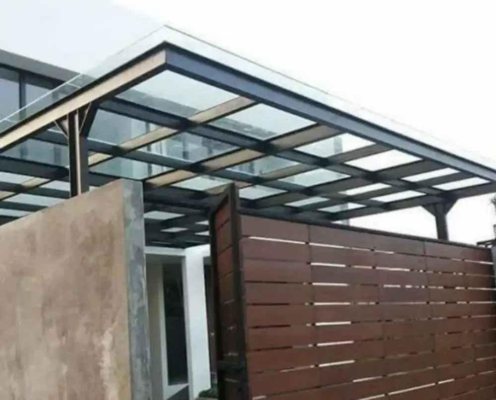 Kanopi atap kaca rangka besi holloh galpanis