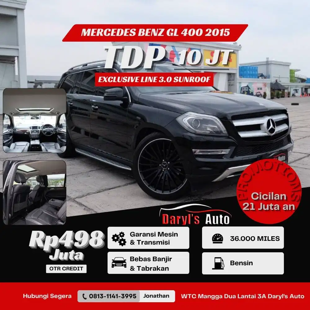 [LOW KM] Dp 10 Juta Mercedes Benz GL 400 3.0 Sunroof 2015 Promo !