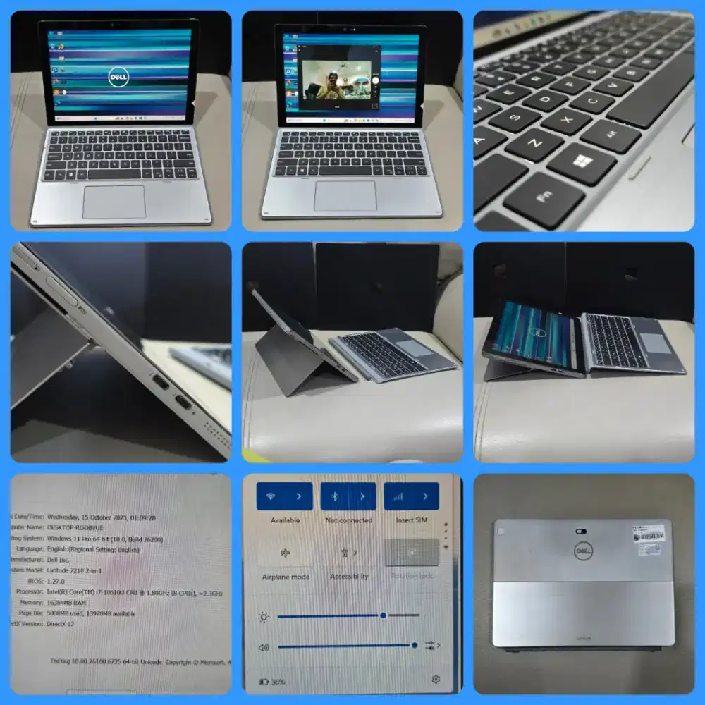 DELL 2 in one tablet laptop spek tinggi i7 gen10 ram 16gb nvme 256gb