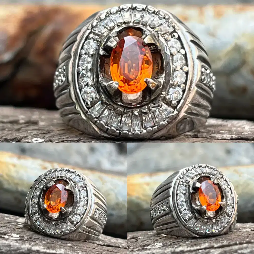 Cincin Natural Spessartite Garnet (Orange Garnet) Like a Sapphire