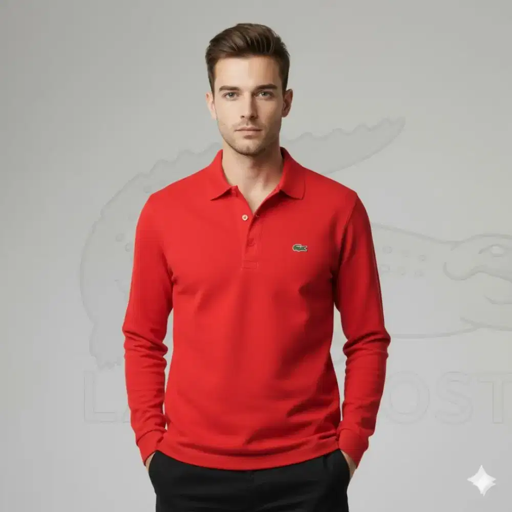 Kaos polo shirt Lacoste Long Sleeve colour Orange Like New Size No.3