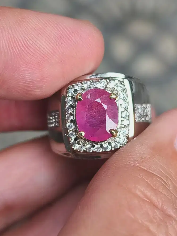 Cincin batu ruby 4.25 carat ring alpaka