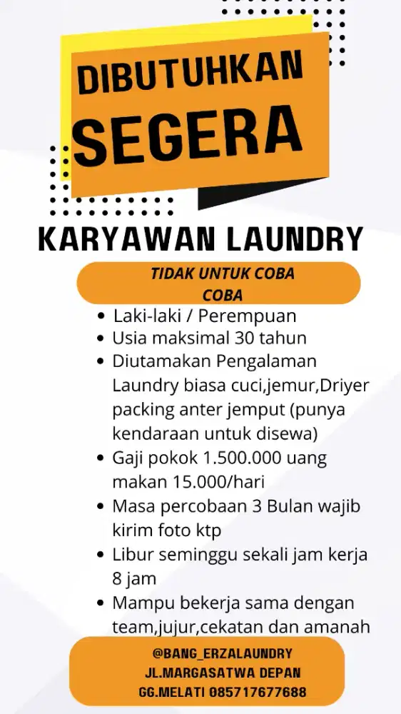 Lowongan kerja laundry