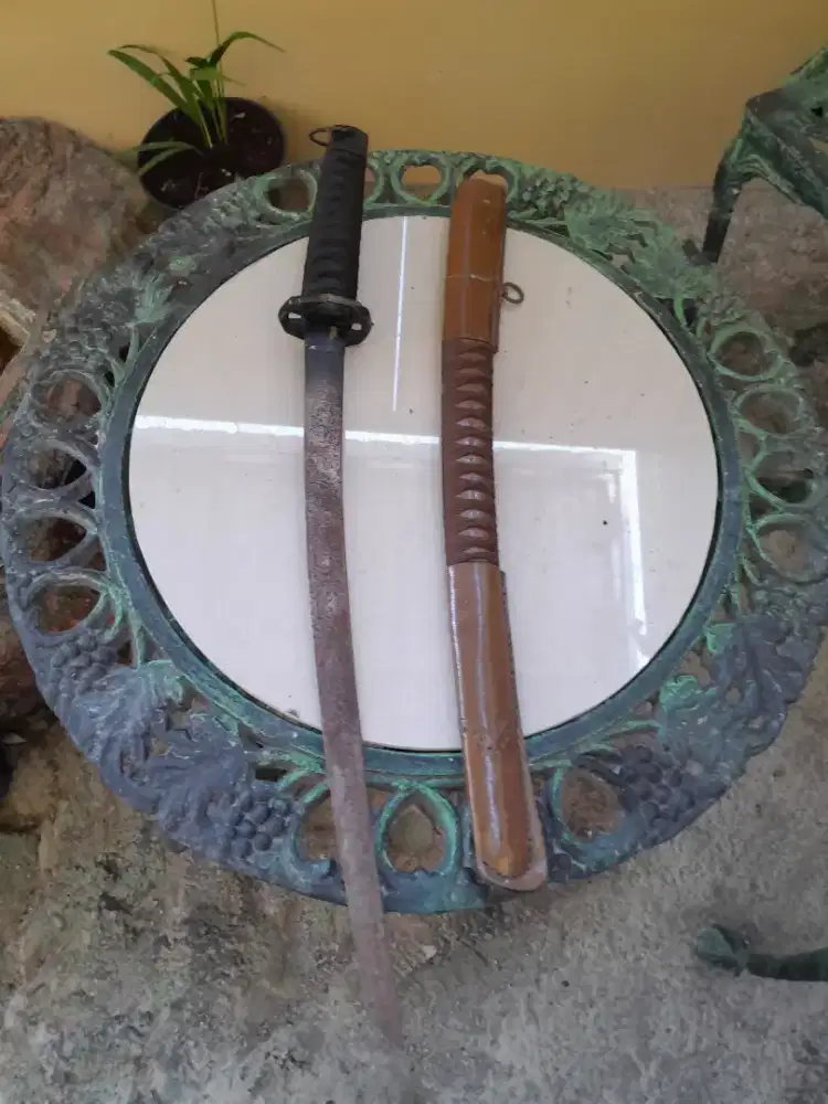 Samurai Antik Jepang – Sarung Cokelat, Bilah Baja Asli, Koleksi Langka