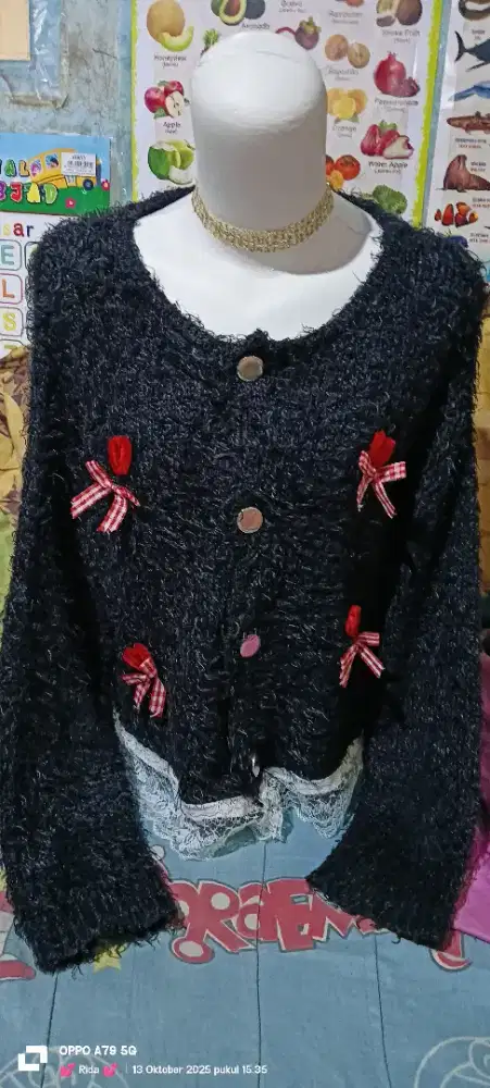 Cardigan Fuzzy Hitam