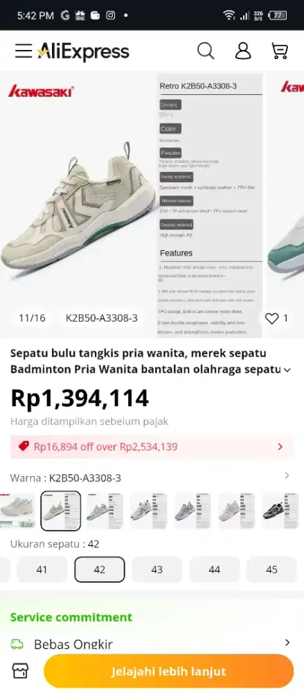 Sepatu Badminton Kawasaki Glory Original