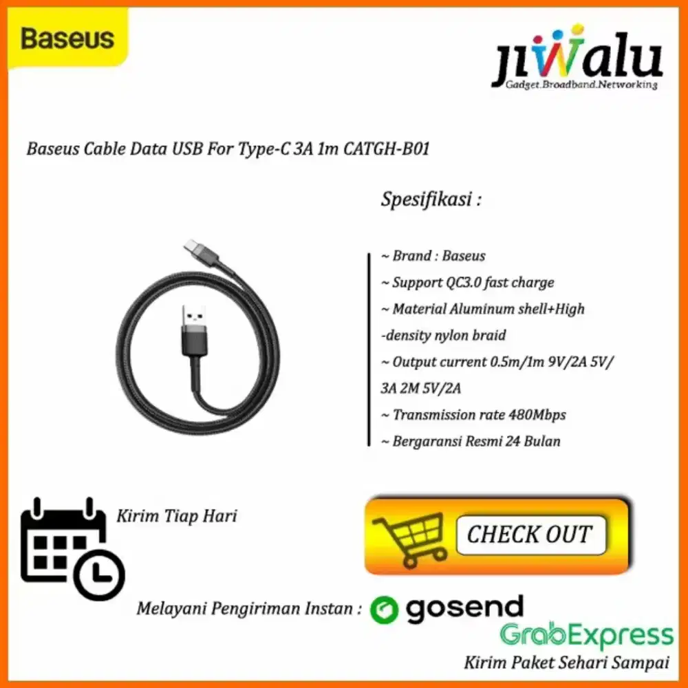 Baseus cable data USB for Type -C 3A 1M CATGH-B01