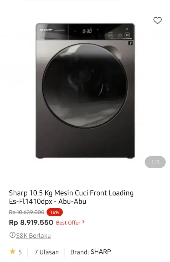 Mesin cuci sharp with dryer 10.5kg