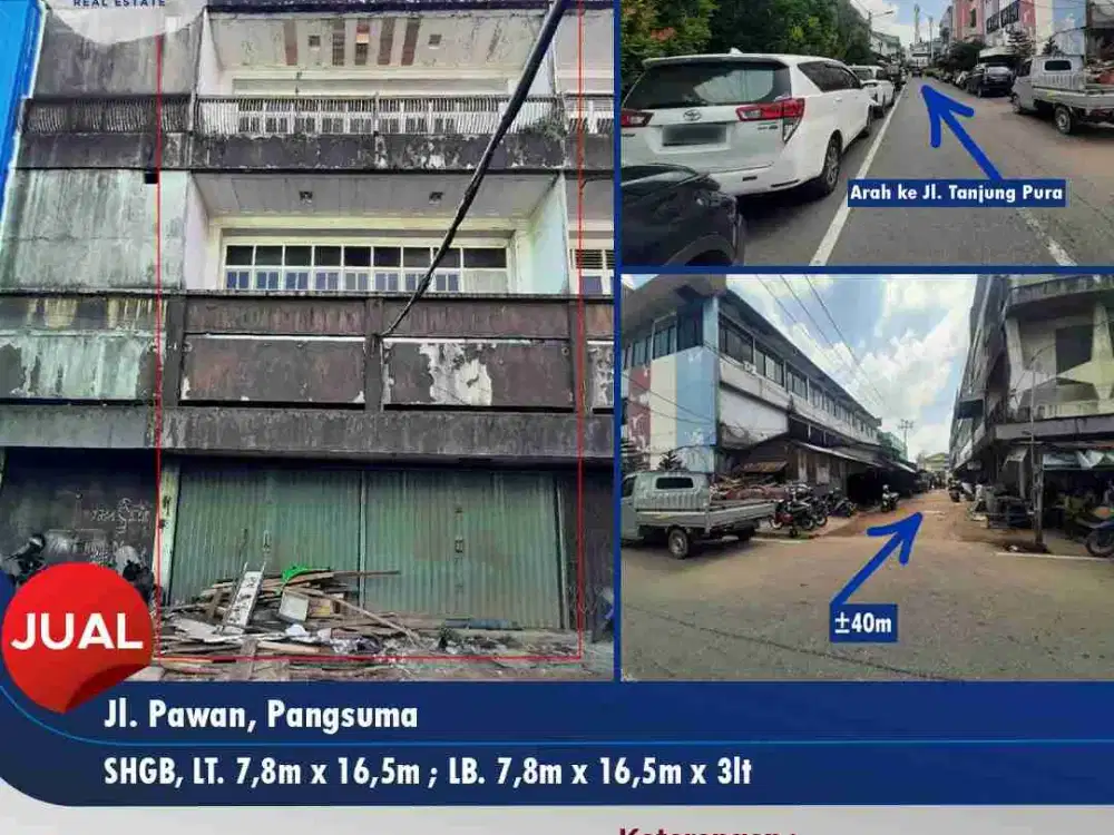 dijual ruko dikawasan pasar - pusat bisnis Jl. Pawan, Pangsuma Pontianak