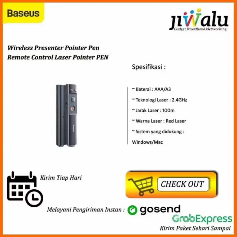 Baseus Wireless Presenter Pointer Pen Remote Control Laser Pointer Pen