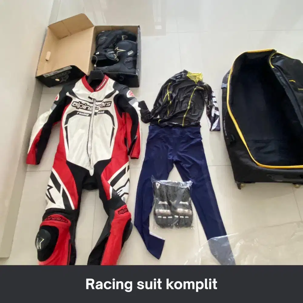 Jual paket lengkap Racing Suit Alpinestars Motegi V2 dan sepatu S-MX+
