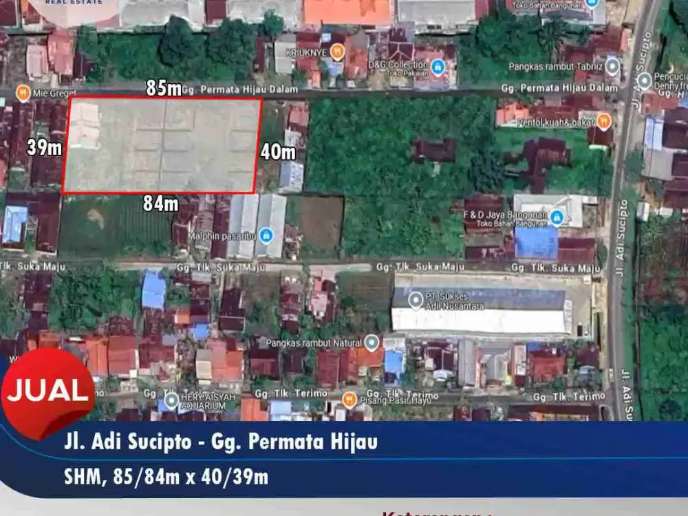 Dijual tanah 1 kawasan - Jl. Adisucipto Gg. Permata Hijau