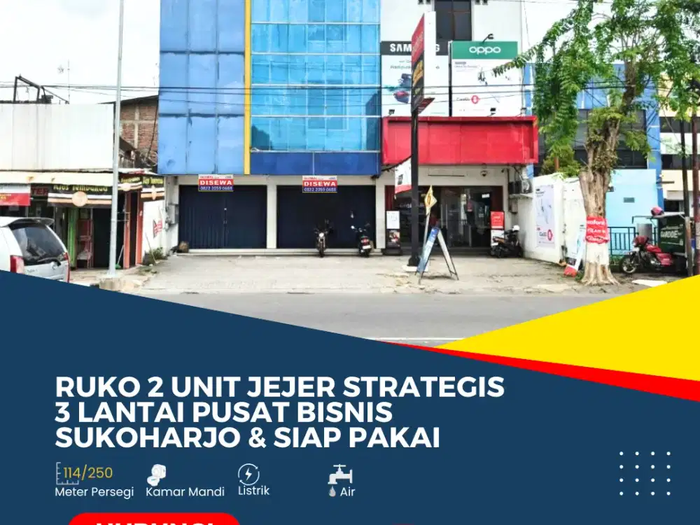 Ruko 3 Lantai 2 Unit Jejer di Jantung Bisnis Sukoharjo