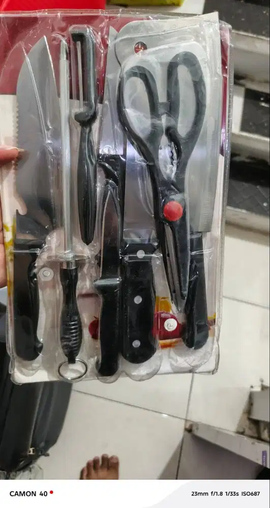 Pisau set bahan besi chrome isi 8 pcs isi pisau,gunting,asahan,daging