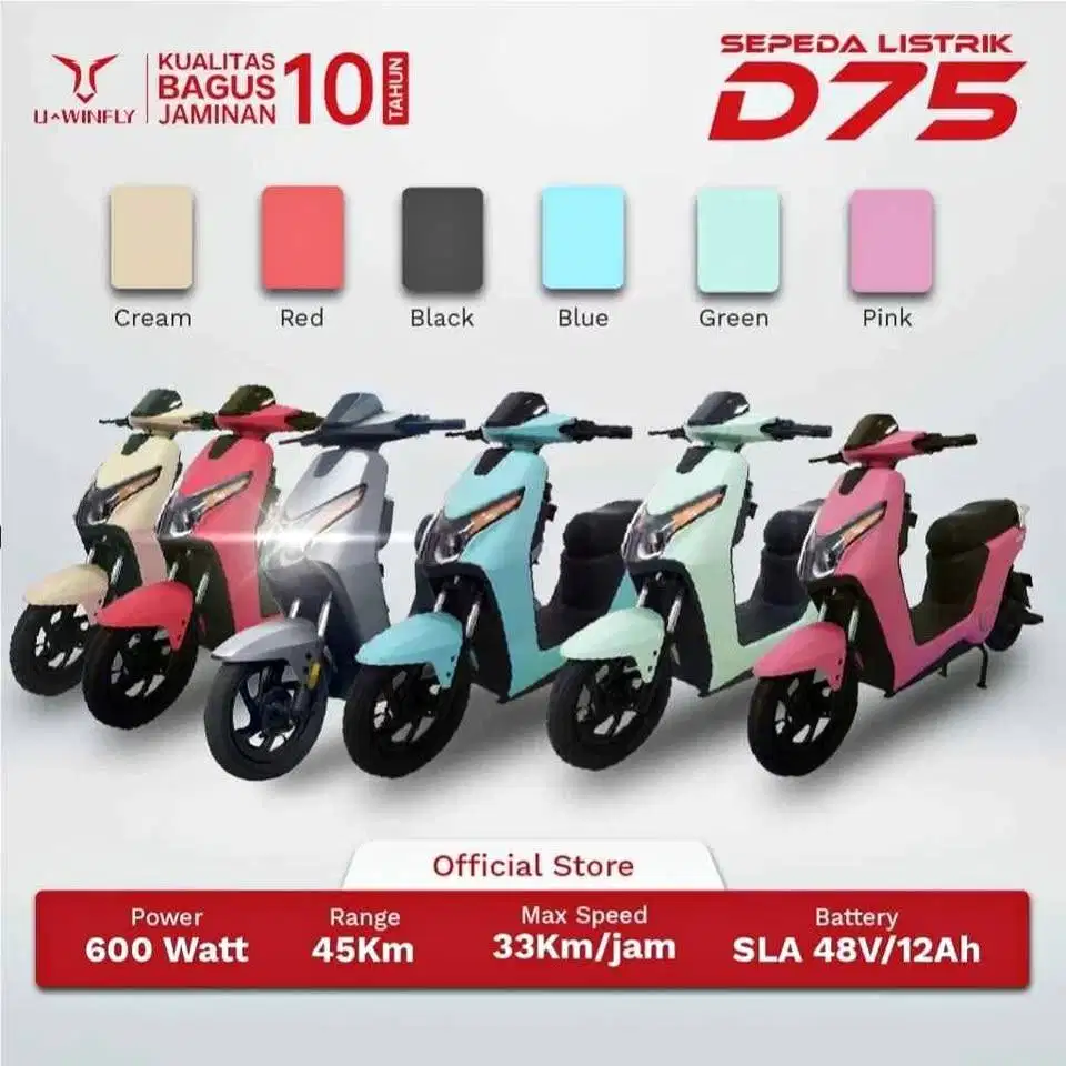Sepeda Listrik Uwinfly D75 Motor Power 600 Watt Bergaransi Resmi