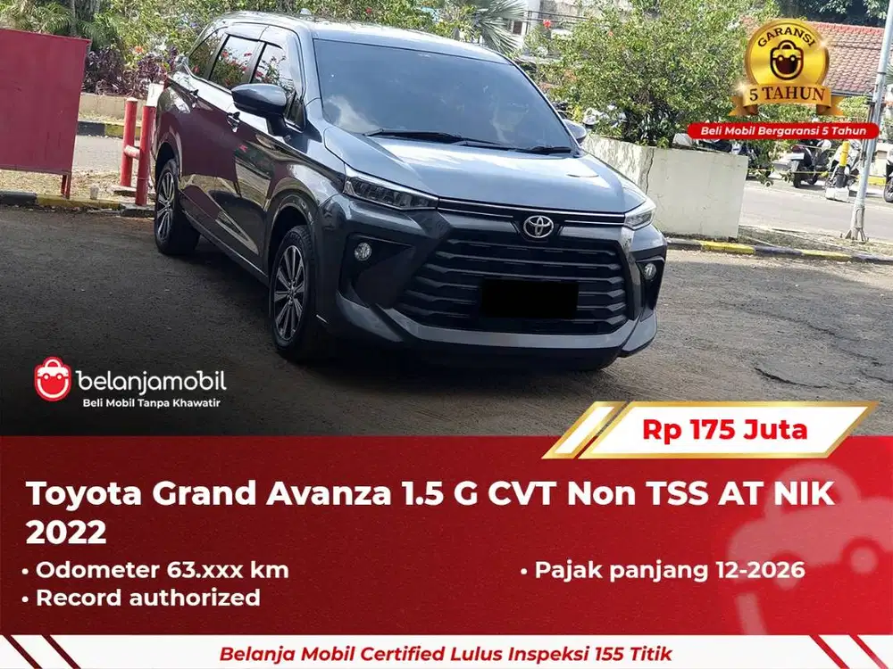 [ GARANSI 5TH ] Toyota Grand Avanza 1.5 G CVT Non TSS AT 2022/2023