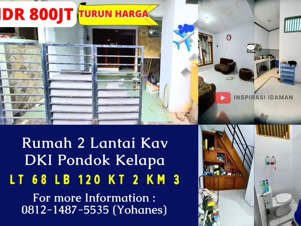 Rumah Kav DKI Pondok Kelapa 2 Lantai 68mtr