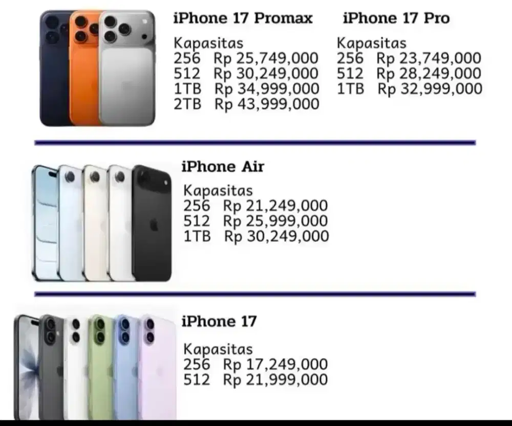 Kredit hape iphone 17