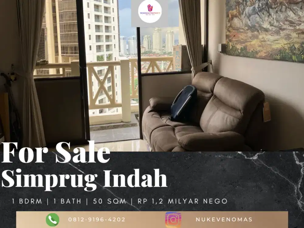 Dijual Apartement Simprug Indah 1BR Full Furnished Lantai Tinggi