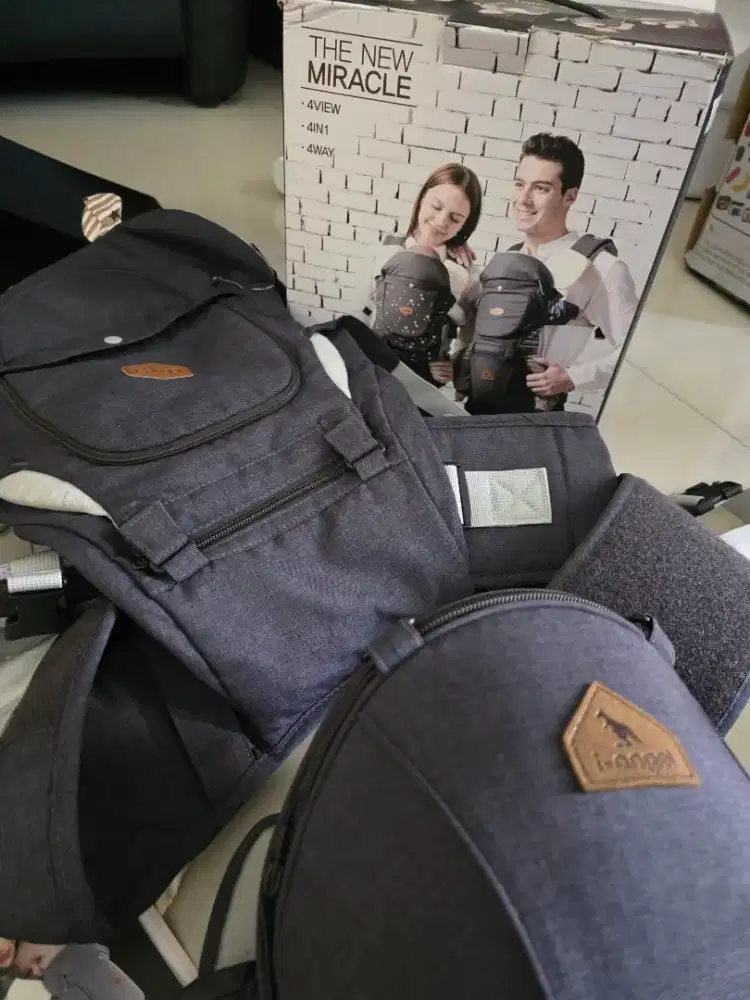 i angel miracle hipseat carrier gendongan bayi 4 in 1 charcoal