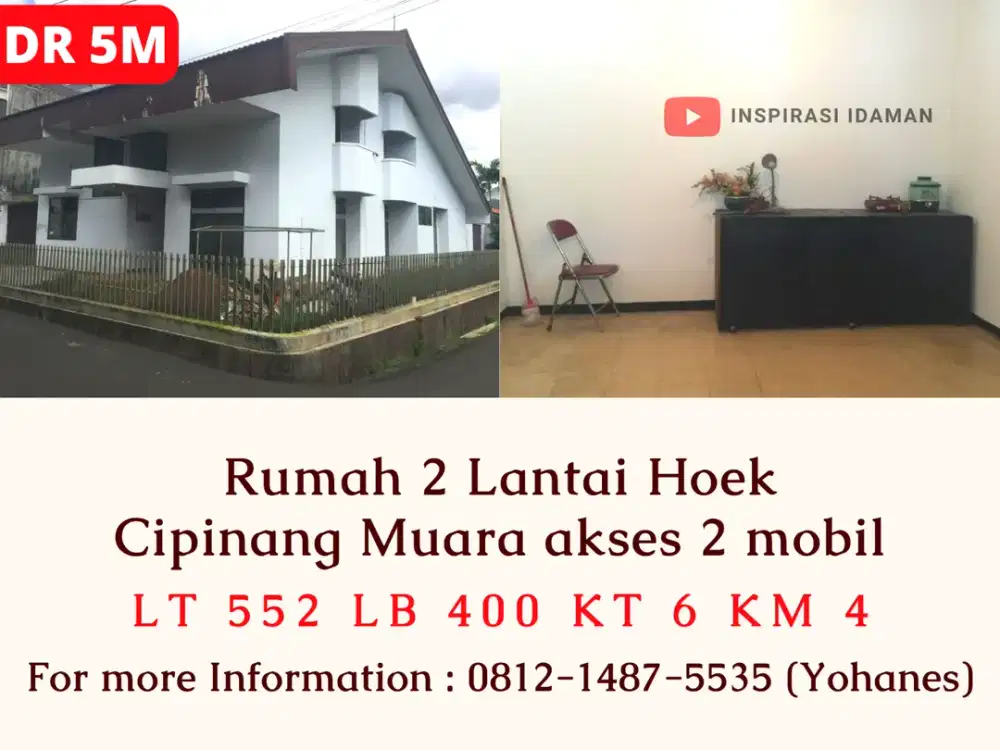 Rumah Hoek Cipinang Muara akses 2 mobil