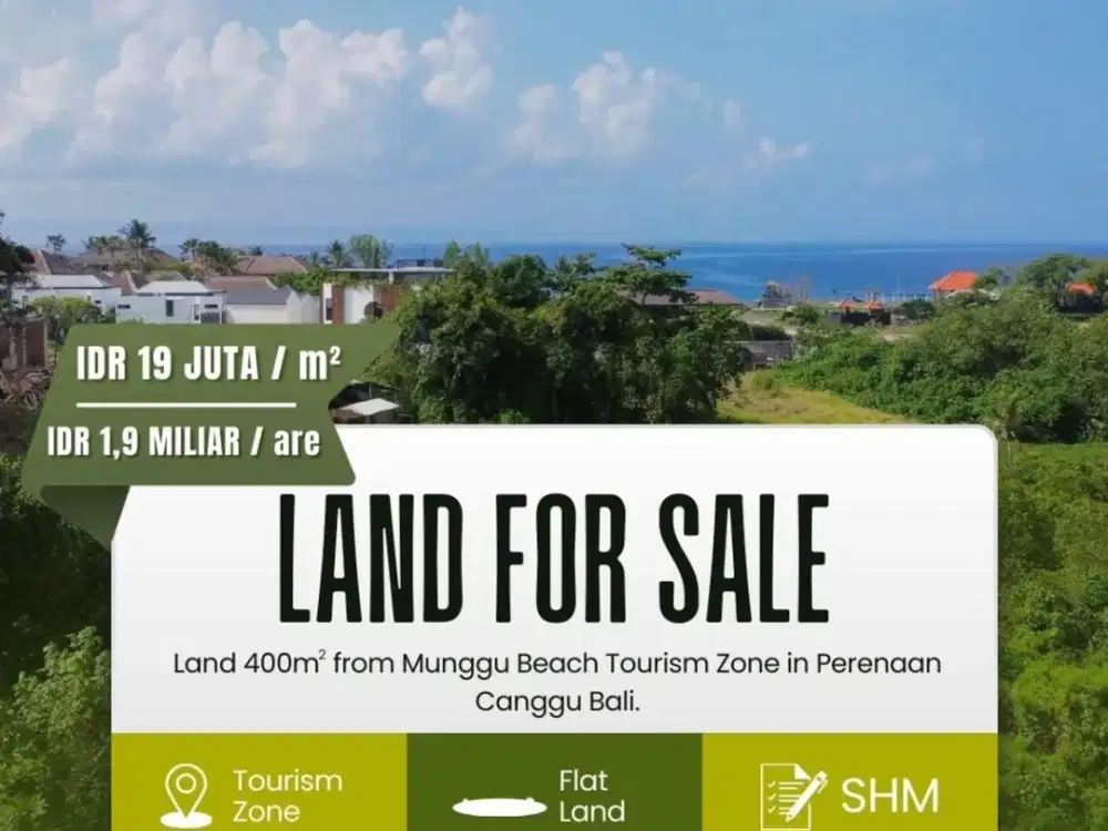 Dijual Tanah lokasi dekat dengan Munggu Beach Tourism Zone