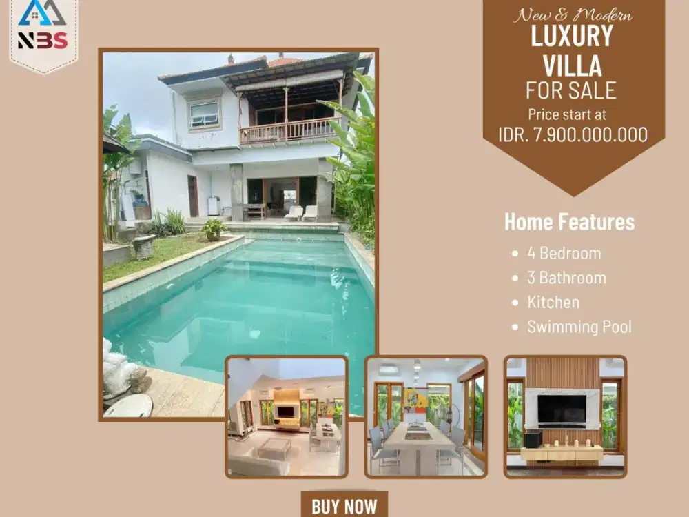 For Sale Villa Luxury dengan Kondisi Masih Bagus lokasi Kerobokan
