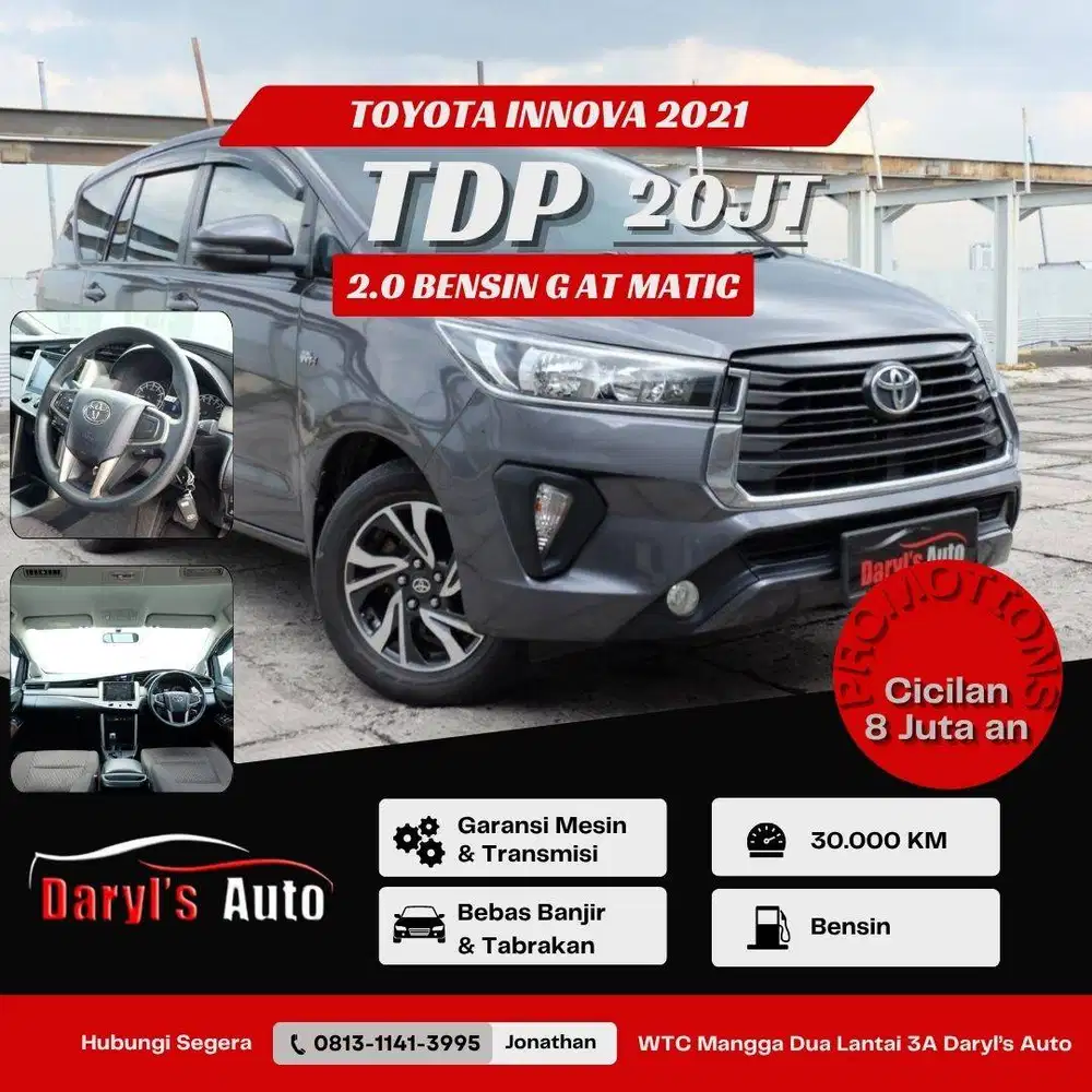 Dp 20 Juta Toyota Innova G 2.0 Bensin 2021 Promo !