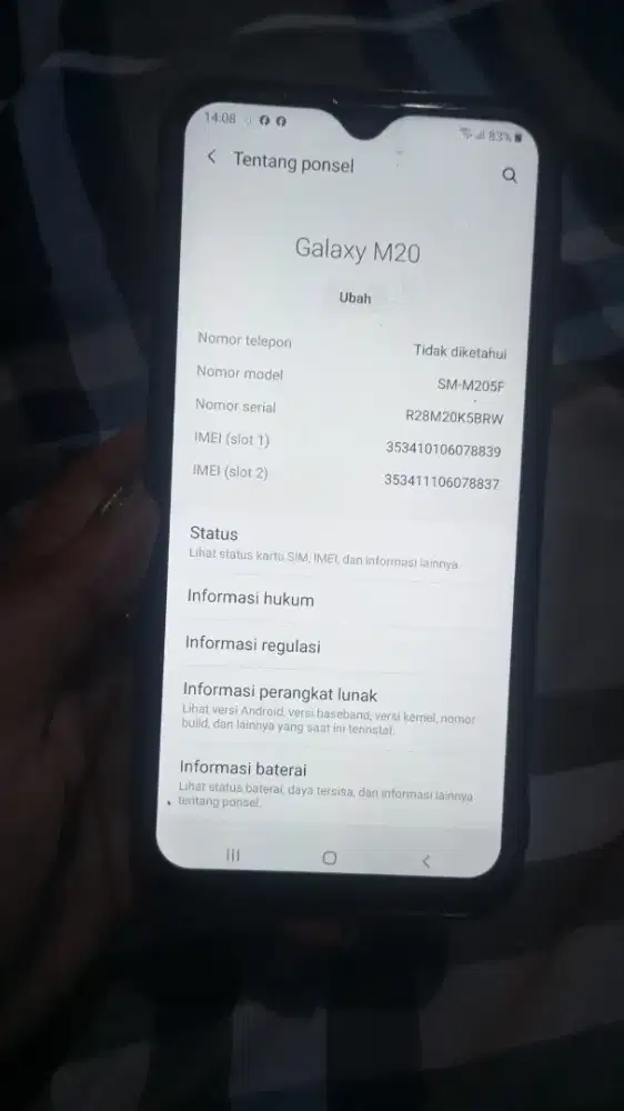 Hp Samsung m20 second