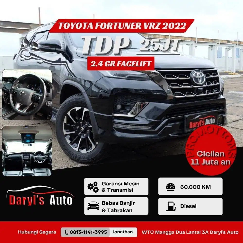 Dp 25 Juta Toyota Fortuner VRZ GR Sport 2.4 2021 Diesel Promo !